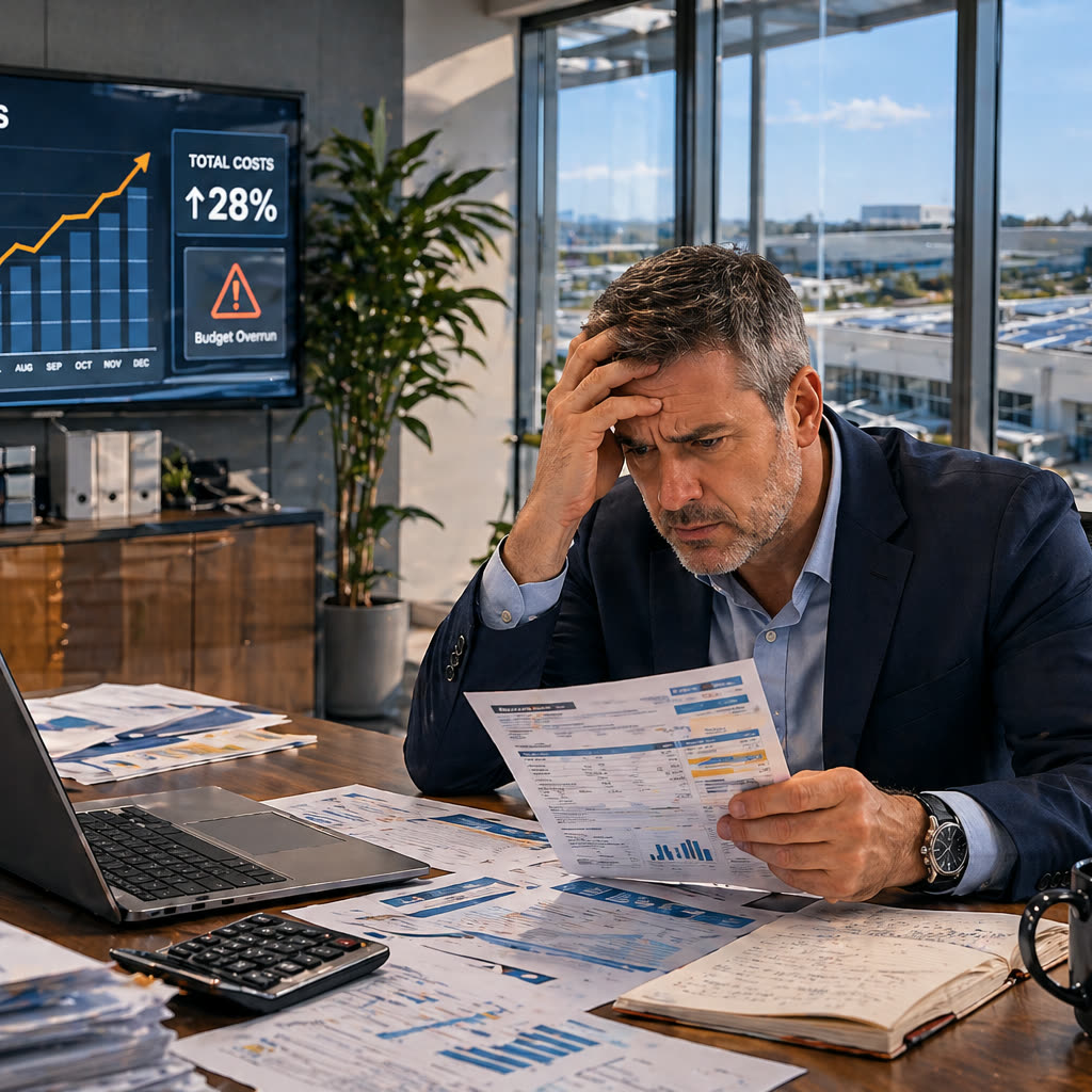 Facility manager reviewing energy usage