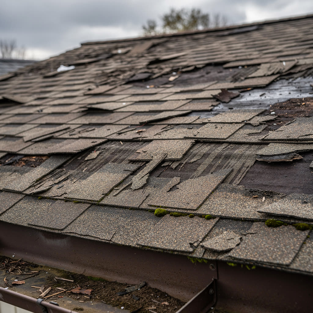 Damaged roof shingles cracked and curling — the cost of waiting